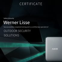Ajax outdoor security installation certificate