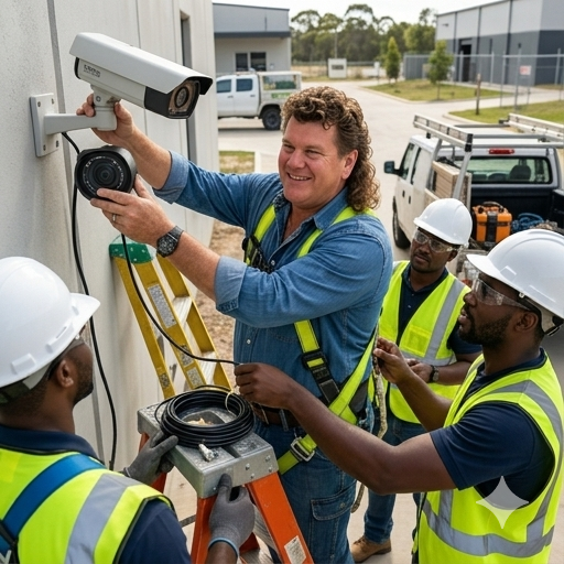 Werner and team installing CCTV security cameras